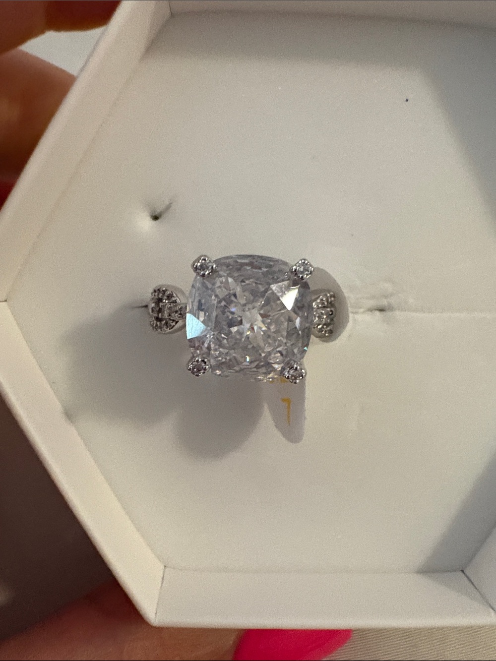 Swarovski Cushion-Cut Clear Crystal Ring in Silver Tone